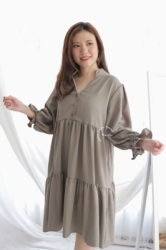 MAMA HAMIL Ruffle Dress Wanita Busui Polos Lengan Panjang Balon Cantik Modis BUSUI Murah MONIQ DRO 1019 21  large